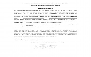 Convocatória Assembleia Geral Ordinária de Sócios