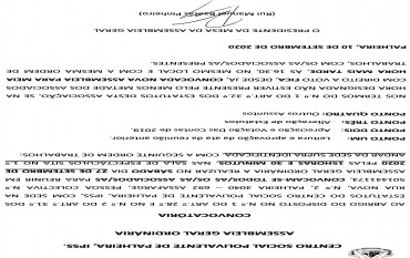 CONVOCATÓRIA ASSEMBLEIA GERAL SET.2020